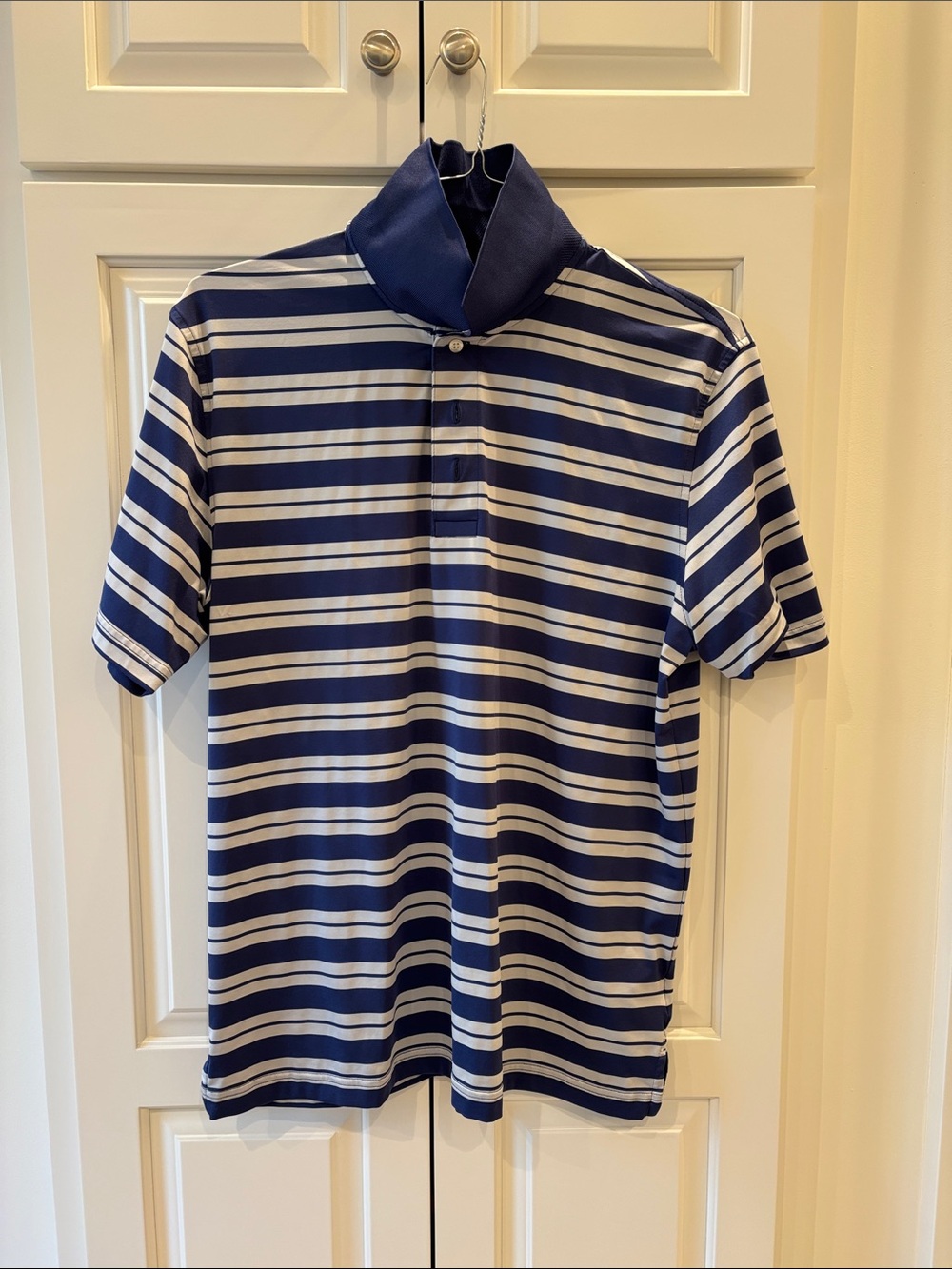 Brooks Brothers Navy and White Striped Polo